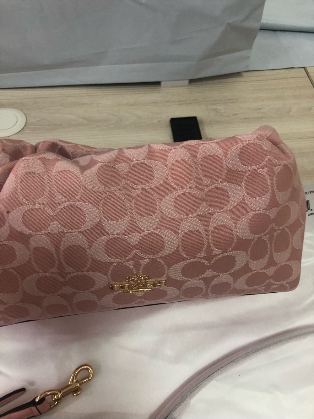 Coach Pink Signature Jacquard Crossbody Bag with Gold Hardware - Picture 5 of 12